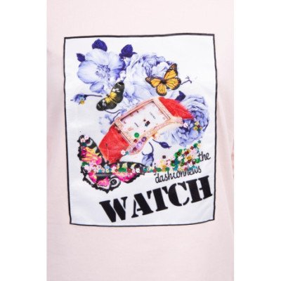 Rausva palaidinė su 3D grafika "WATCH" nuotrauka