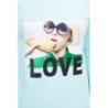 Mėtinės spalvos suknelė su "LOVE" nuotrauka