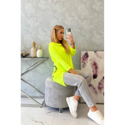 Neoninės geltonos spalvos džemperis su dviračio raštuu nuotrauka