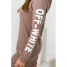 Moka spalvos suknelė su užrašais ant rankovių "OFF-WHITE" nuotrauka