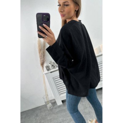 Juoda medvilninė palaidinė pasiraitojusiomis rankovėmis nuotrauka