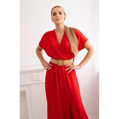 Abrikosinės spalvos medvilninė palaidinė su kaspinėliu nuotrauka