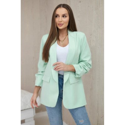 Elegantiškas šviesiai mėtinės spalvos švarkas