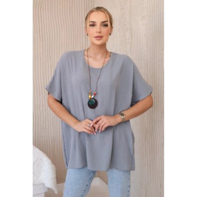 Tamsiai mėtinė oversize palaidinė su pakabuku nuotrauka