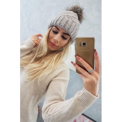Tamsiai rožinė ir balta  kepurė Kira K374 nuotrauka