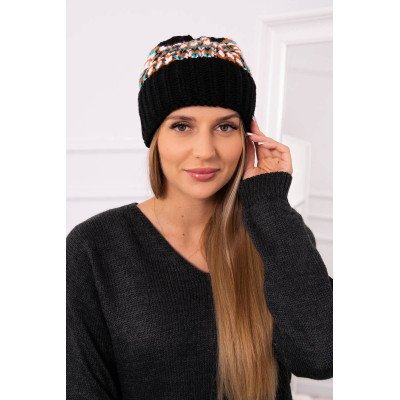 Tamsiai rožinė ir balta  kepurė Kira K374 nuotrauka