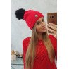 Raudona  kepurė su bumbulu Judyta K347 nuotrauka