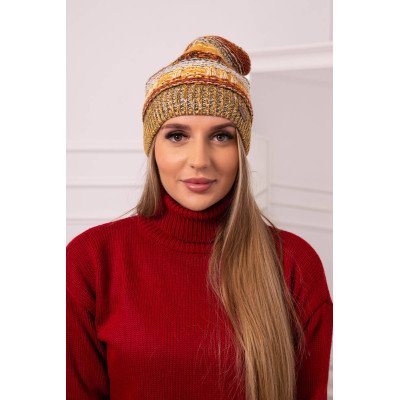 Avietinė ir kreminė  kepurė Samara K346 nuotrauka