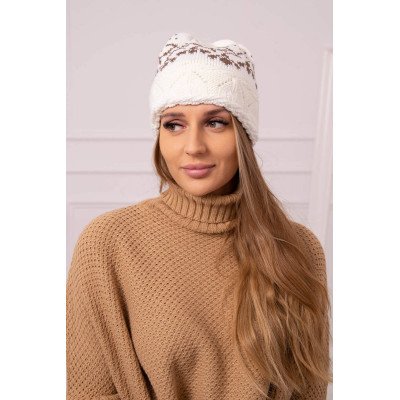Tamsiai rožinė ir balta  kepurė Kira K374 nuotrauka