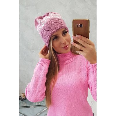 Tamsiai rožinė ir balta  kepurė Kira K374 nuotrauka