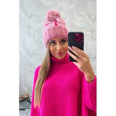 Tamsiai rožinė  kepurė su bumbulu Elizabeth K386 nuotrauka
