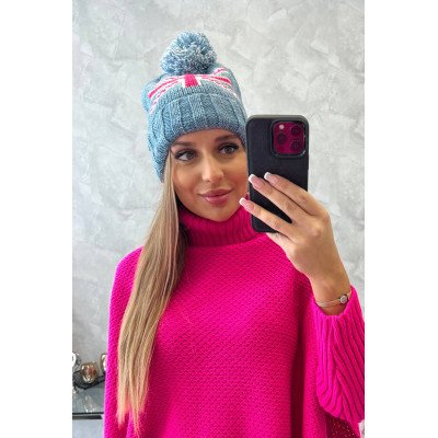 Džinsinė  kepurė su bumbulu Elizabeth K386 nuotrauka